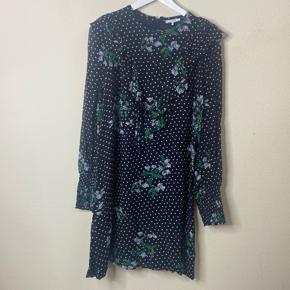 Ganni Rometty Ruffled Print Georgette Dress - Picture 3 of 6